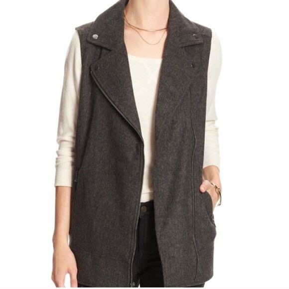 Banana Republic Asymmetrical Wool Zip Front Vest - Picture 1 of 7
